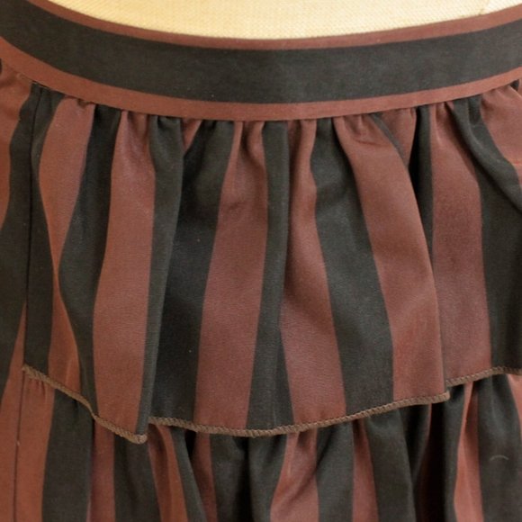 New Ruffle and Stripe Skirt Brown Black Gothic Victorian Steampunk S L - Picture 7 of 9